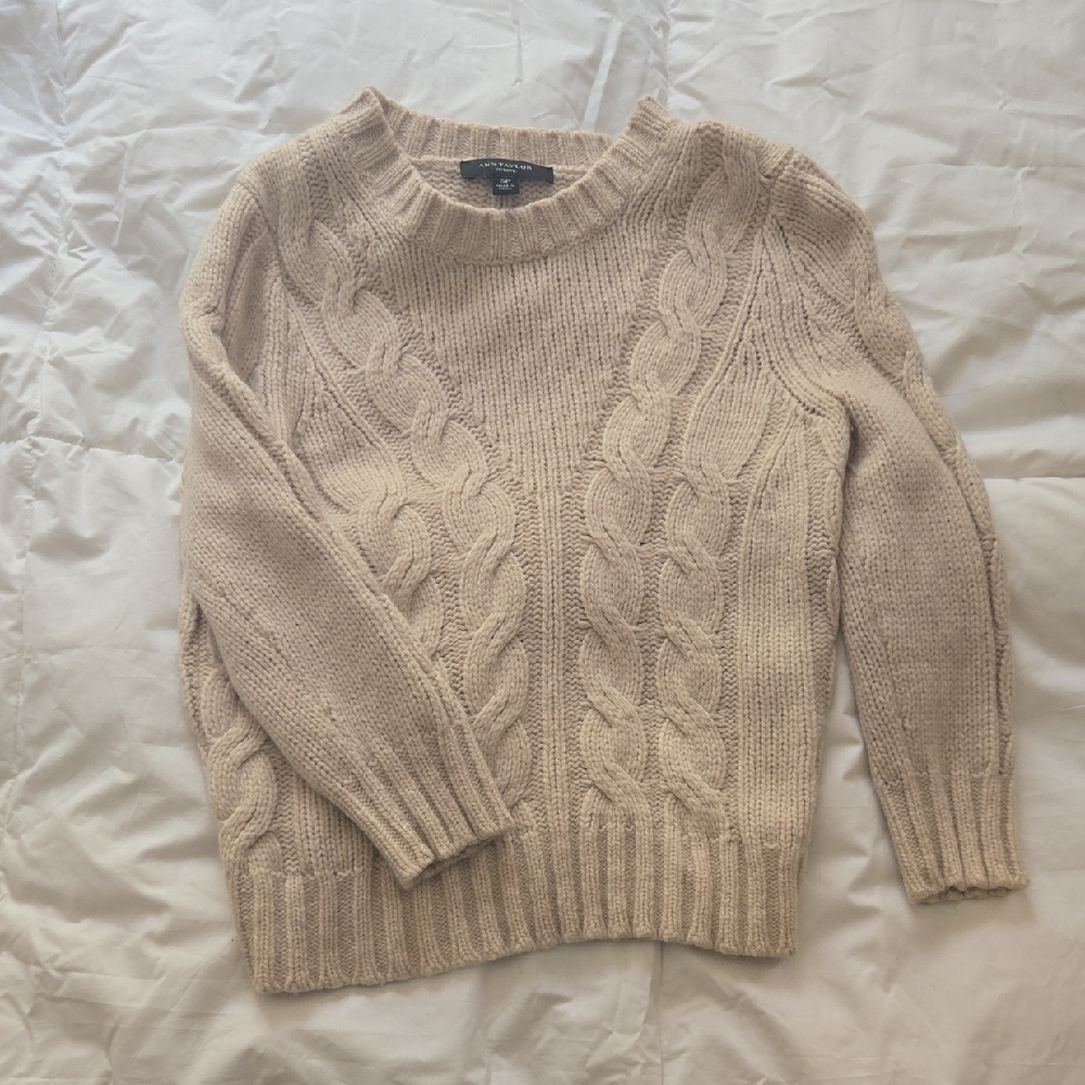 Ann Taylor Cable Knit Sweater - Beige